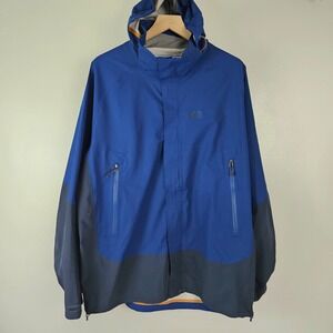 REI Talusphere Rain Jacket Men's Sz XL Blue Navy Hood Gusset Zip‎ Coat
